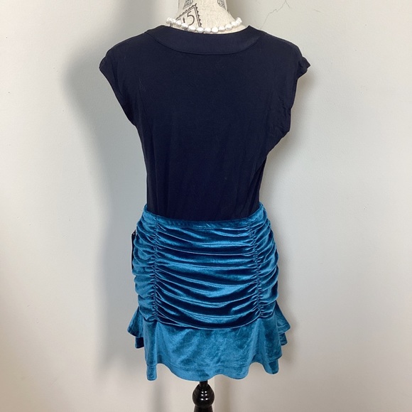 Wild Fable Women’s Slate Blue Velvet Tiered Mini Skirt with Roushings - Picture 5 of 7